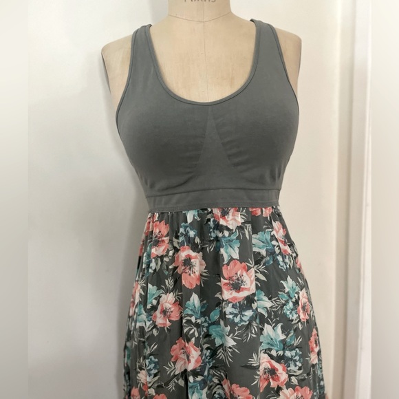Sage Green Cami Racer Back Floral Challis Dress - Picture 4 of 5
